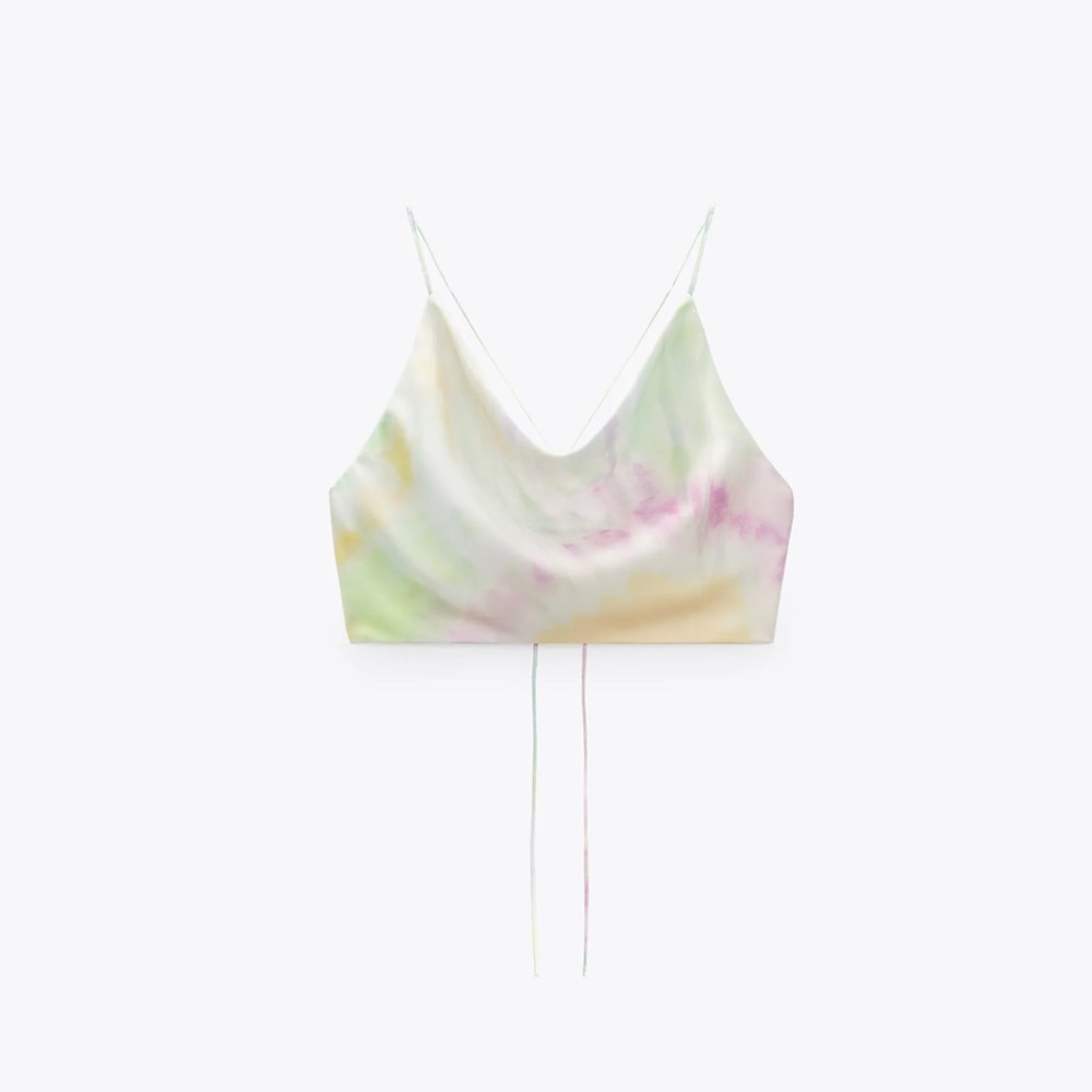 Zara silk low cut backless crop top. Tie dye. NWT